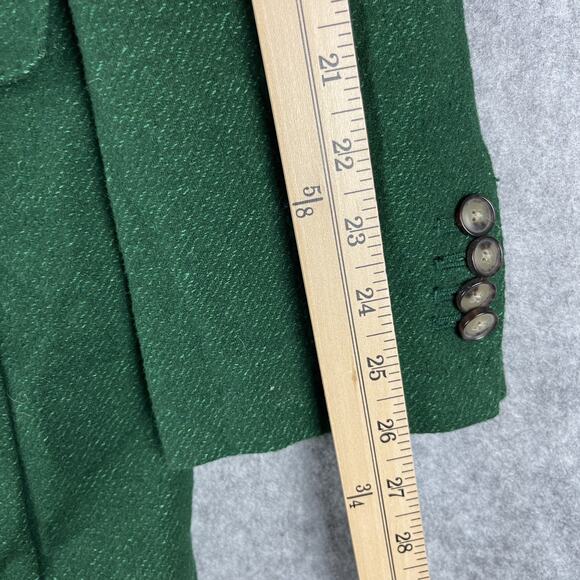 J Peterman Blazer Sport Coat Mens 44R Green Wool Blend Double Breasted Unlined - Picture 9 of 16